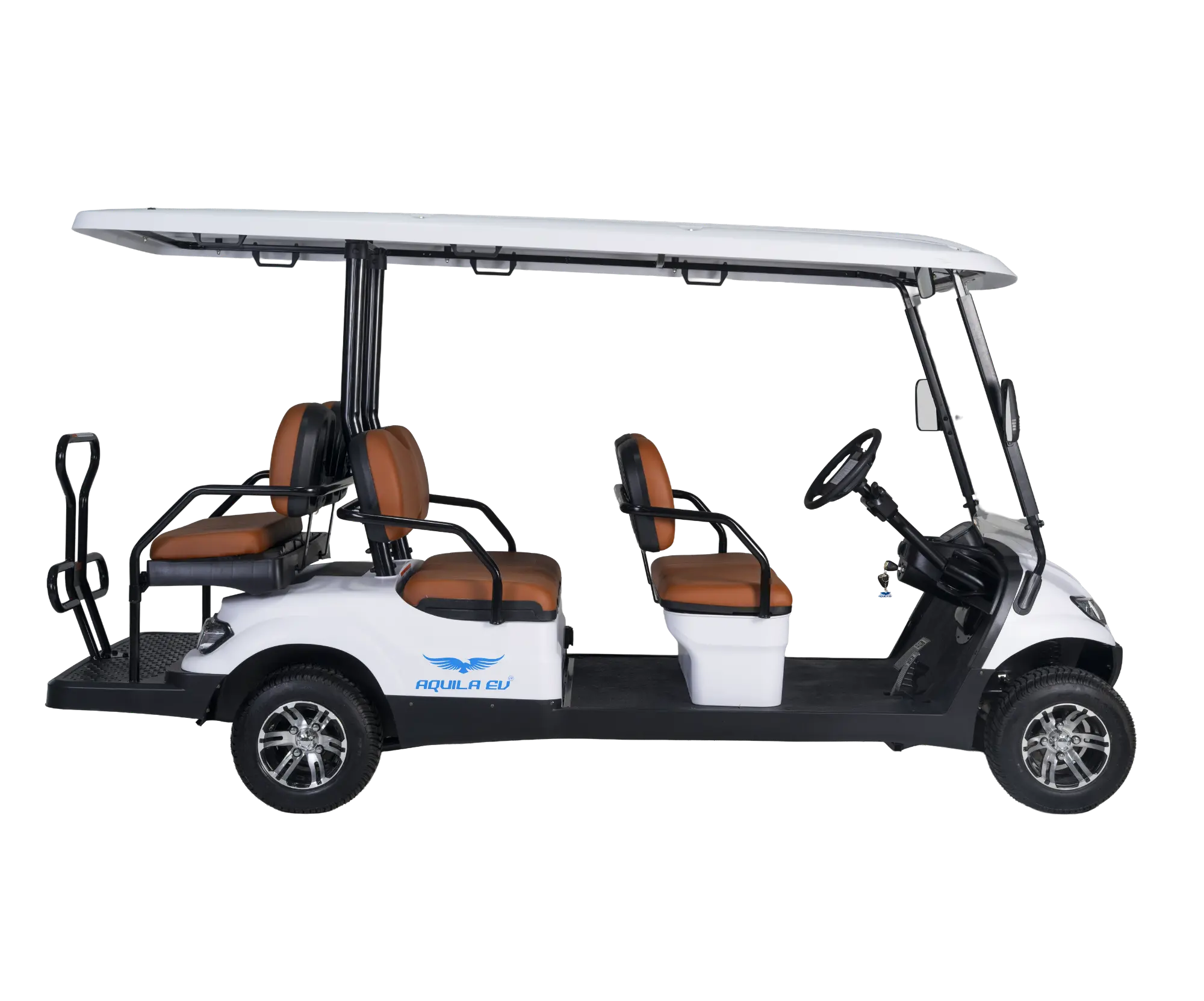 The image shows the front-left side of the TE-A4-2 6 Seater Electric Golf Car