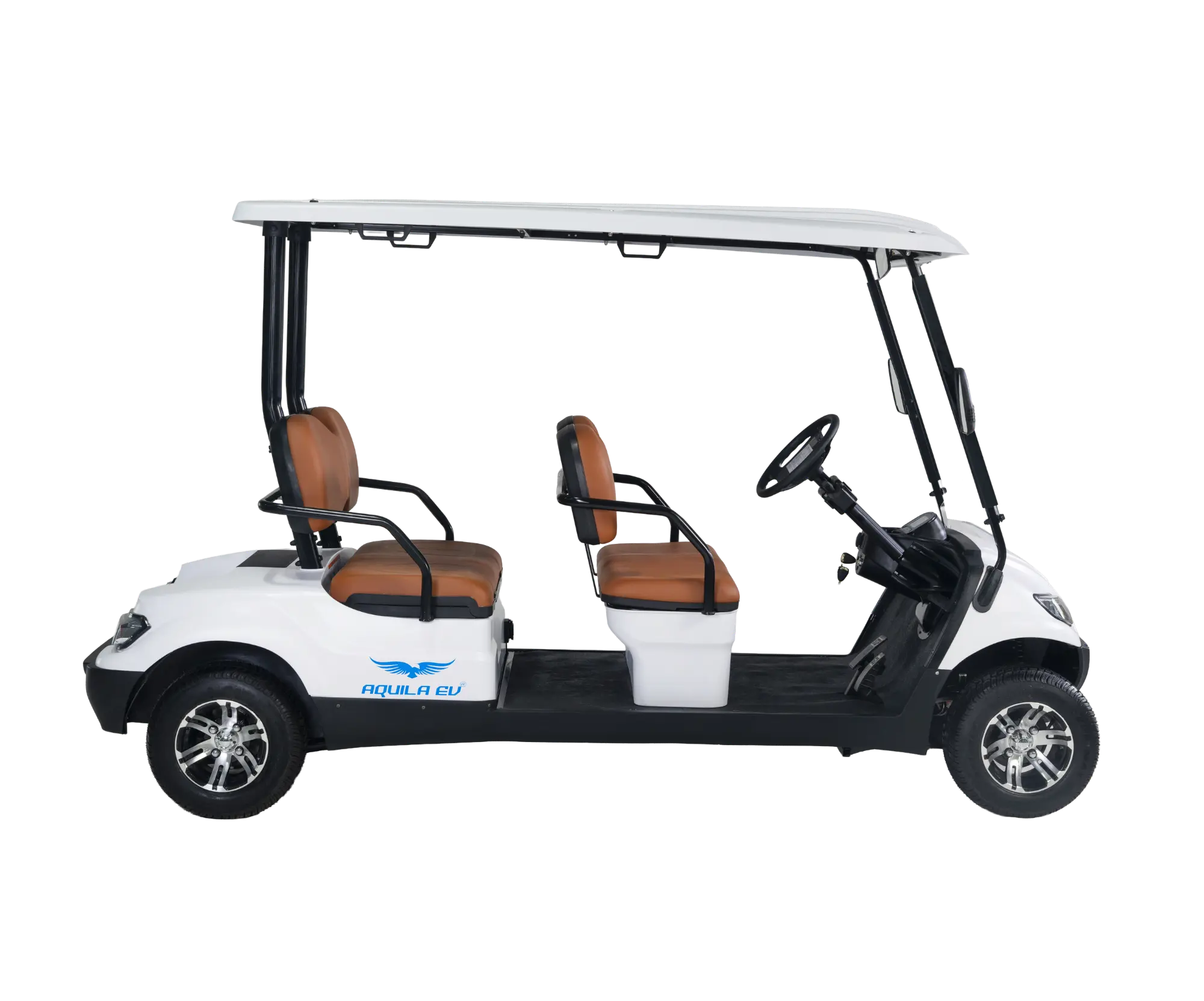 The image shows the right side of the TE-A4 4 Person Electric Golf Cart