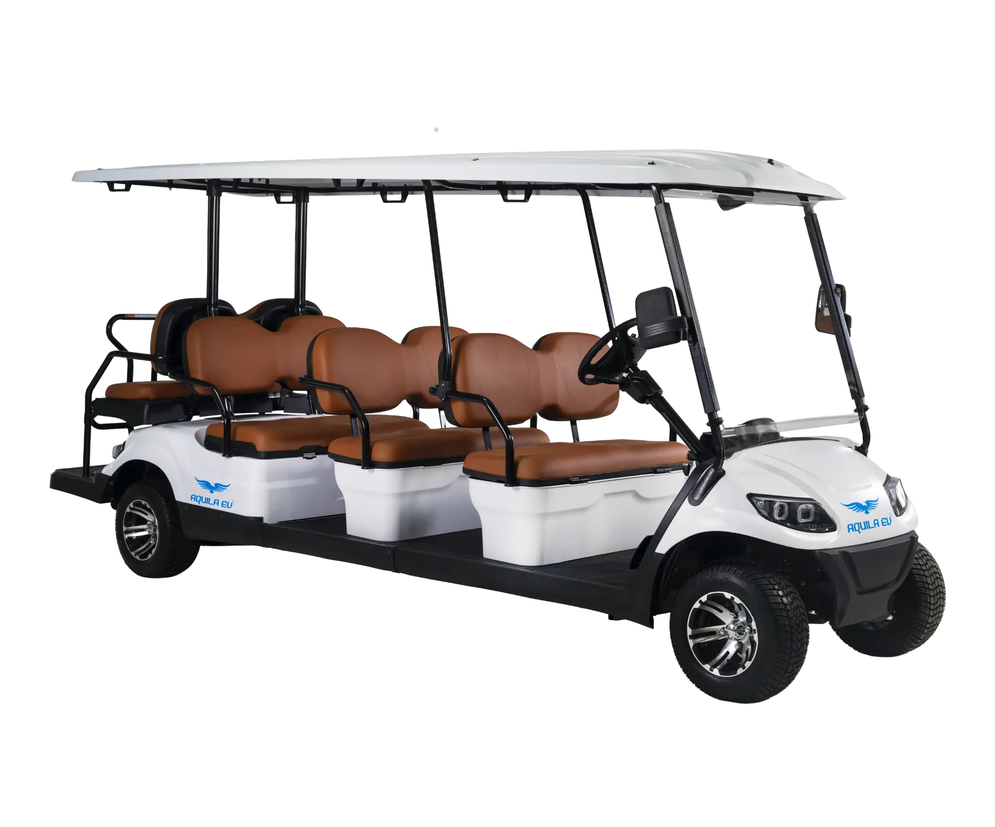 The image shows the front side of the TE-A6-2 electric golf cart