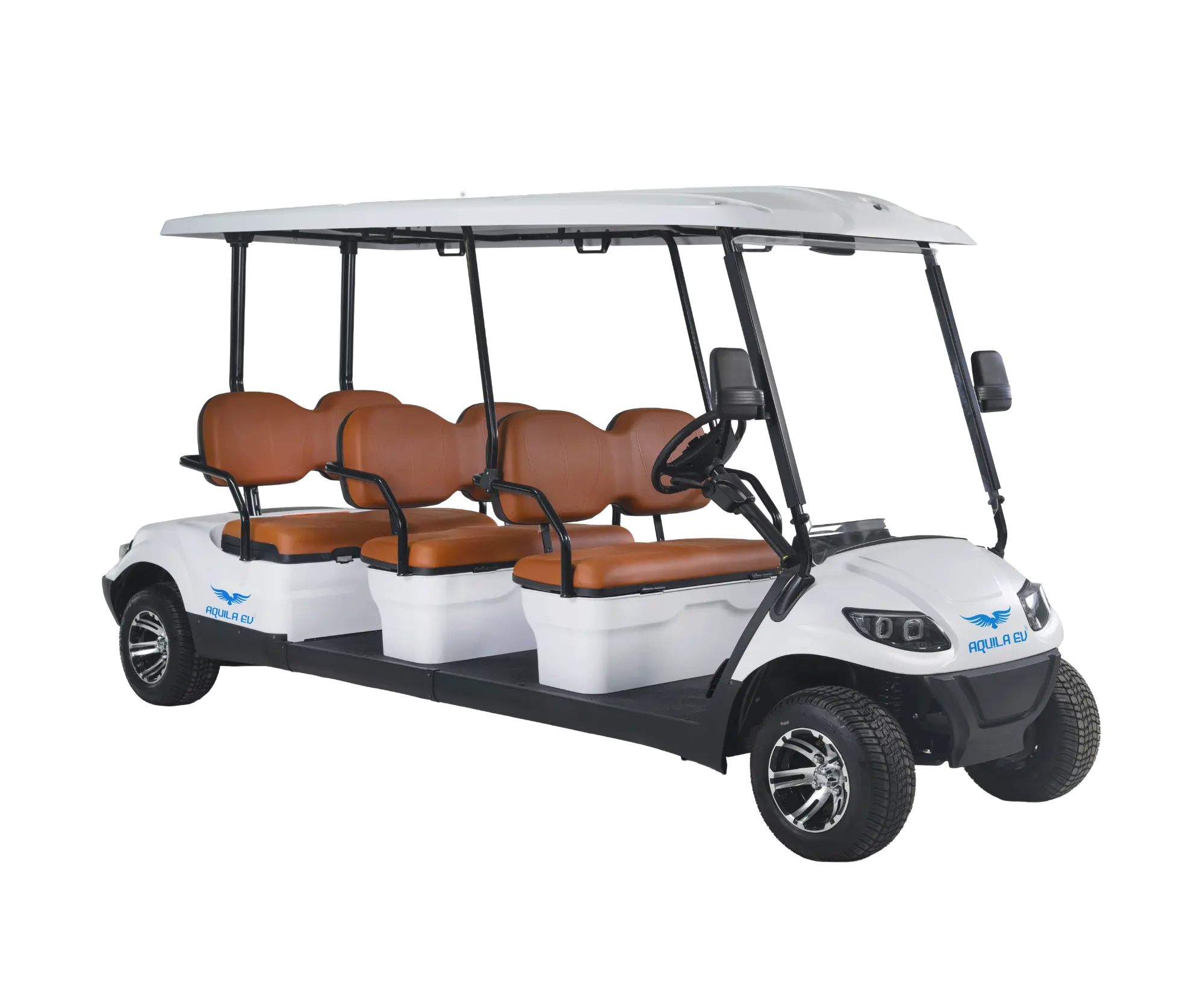 The image shows the back-right side of the TE-A6 6 Seater Electric Buggy Cart