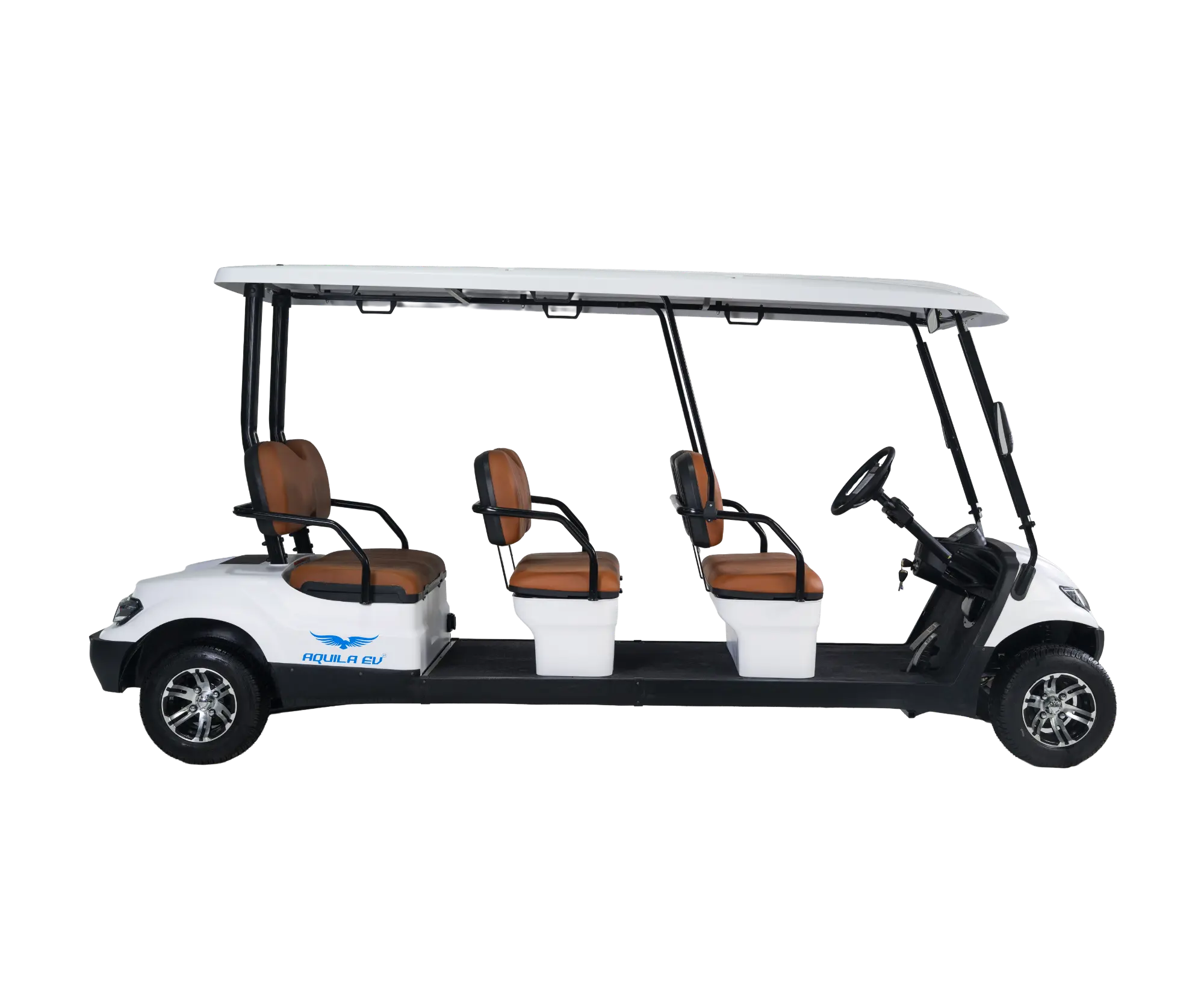 The image shows the right side of the TE-A6 6 seater electric golf cart
